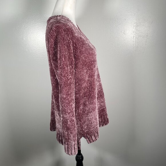 Orvis Burgundy Velvety V Neck  Chunky Tight Knit Long Sleeve Pullover Large - Picture 11 of 14